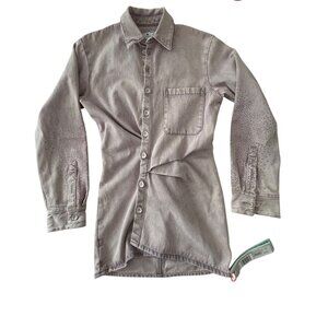 Off-White Unisex Rhinestone Studded Denim Button-Up Shirt